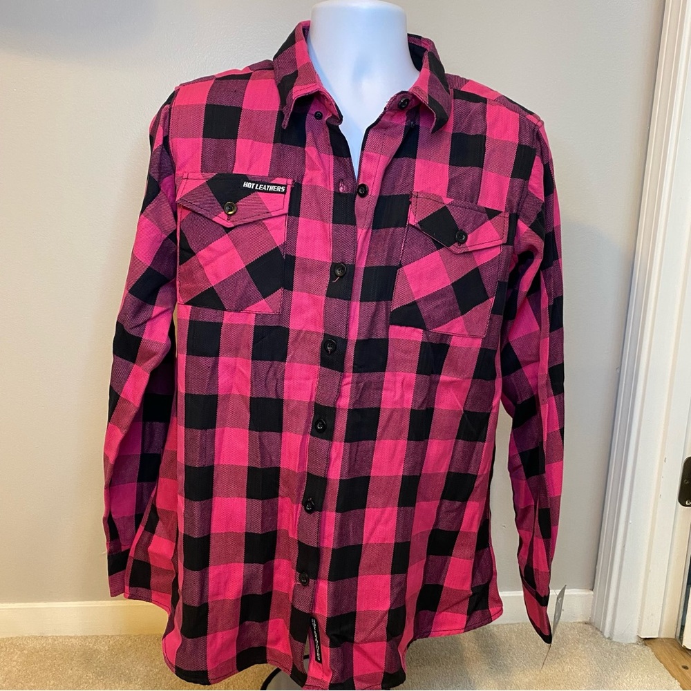 Hot Leathers Women's Pink & Black Flannel Long Sleeve Shirt - XXL - FLL3005
